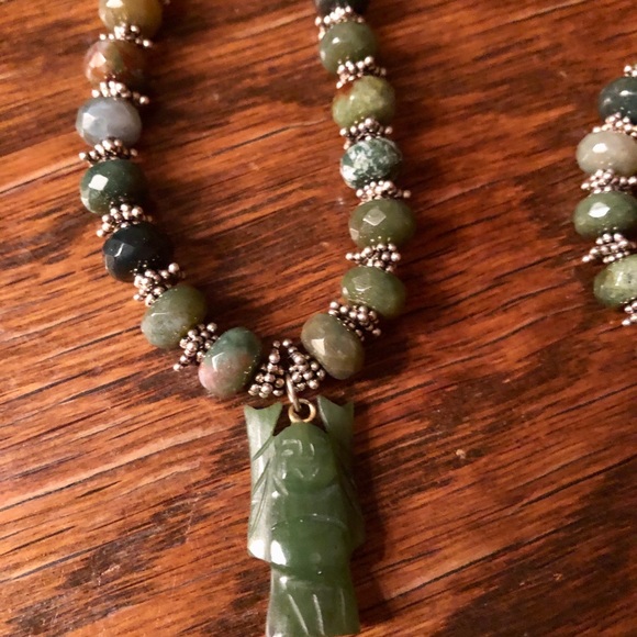 Moss Agate necklace with ‘Happy Buddha’ pendant! - Picture 1 of 3
